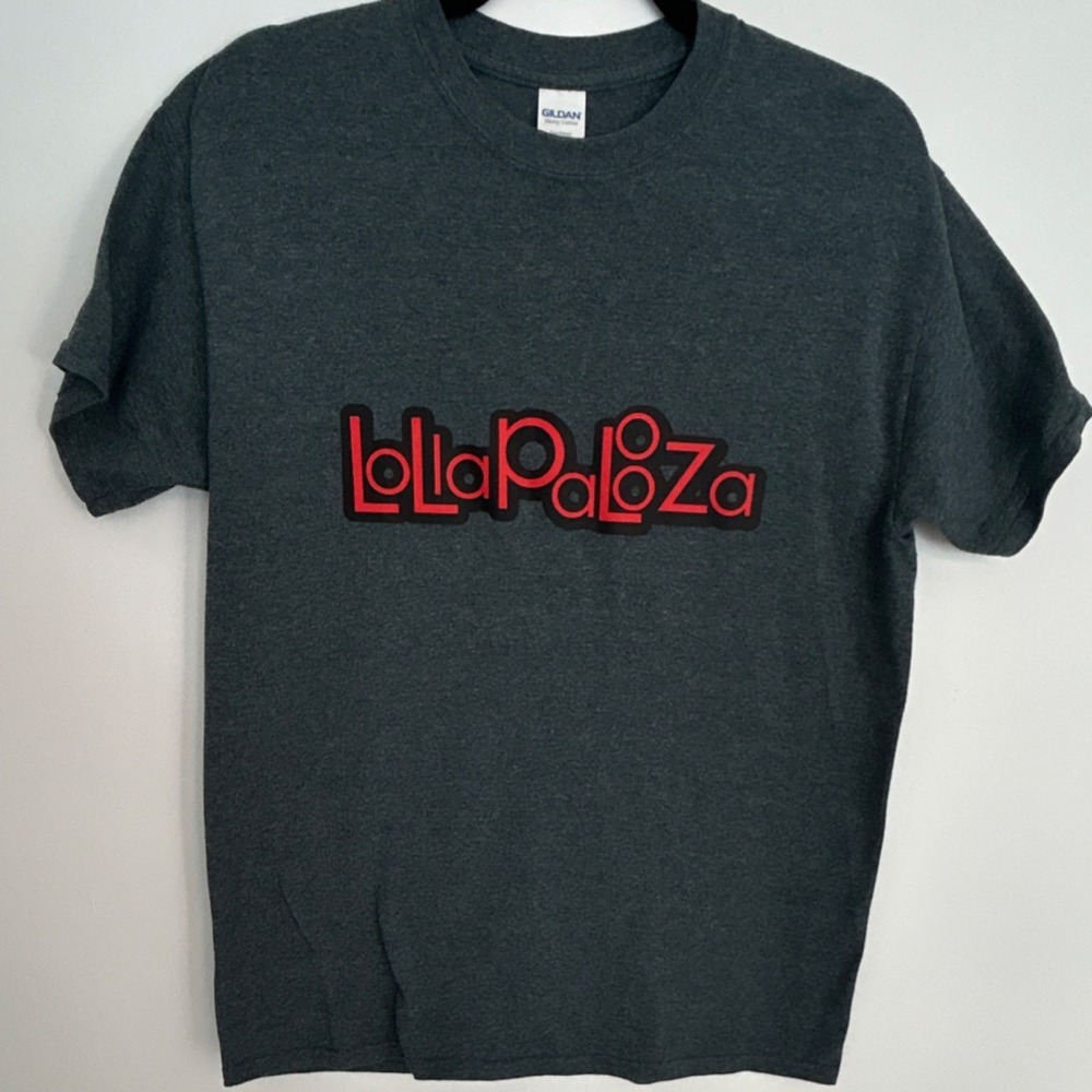 Lollapalooza Gray‎ Graphic Logo Cotton Blend unisex Short Sleeve T-Shirt